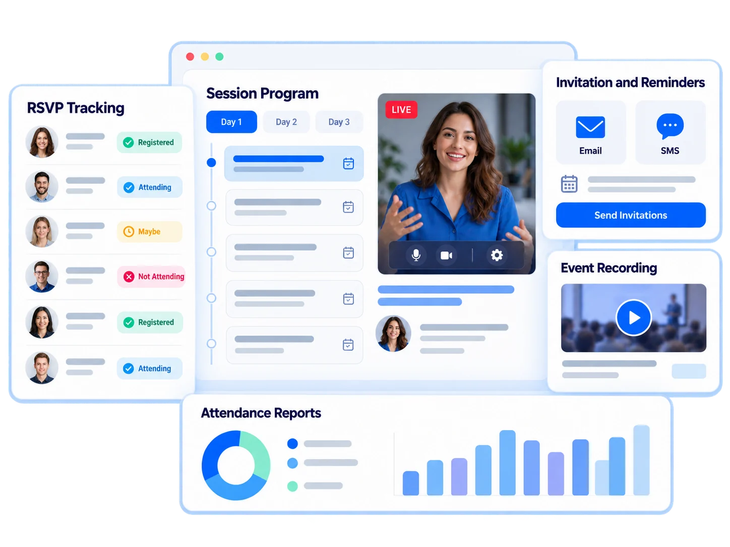 Une gestion complète des événements, pas seulement des webinaires